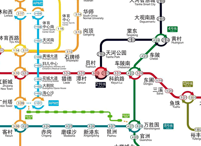 Yuancun station map