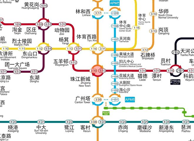 Zhujiang New Town station map