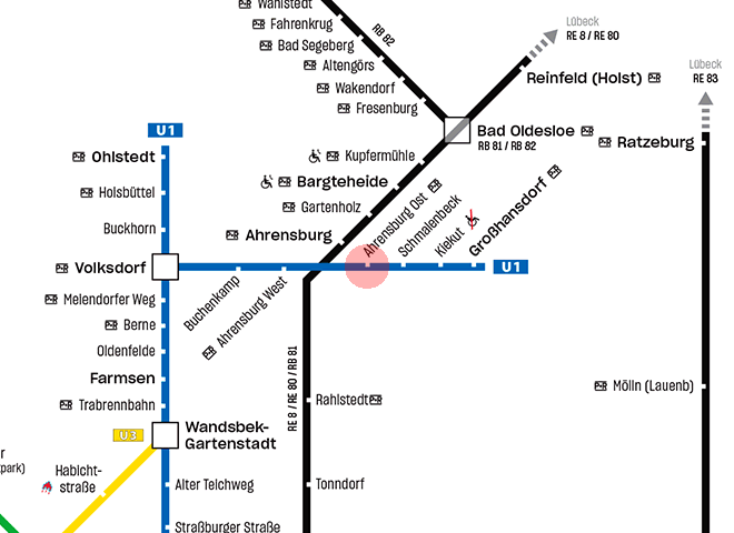 Ahrensburg Ost station map