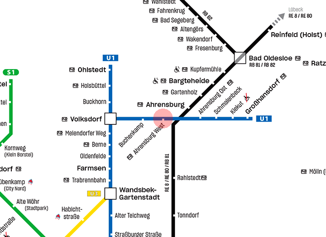 Ahrensburg West station map