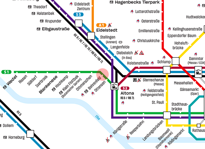 Bahrenfeld station map