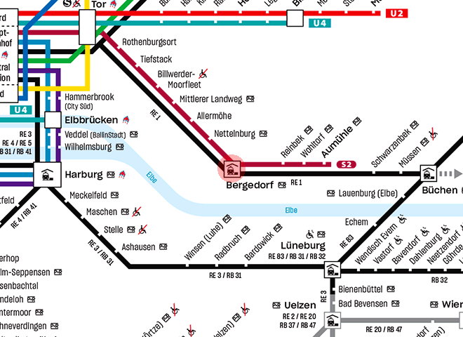 Bergedorf station map