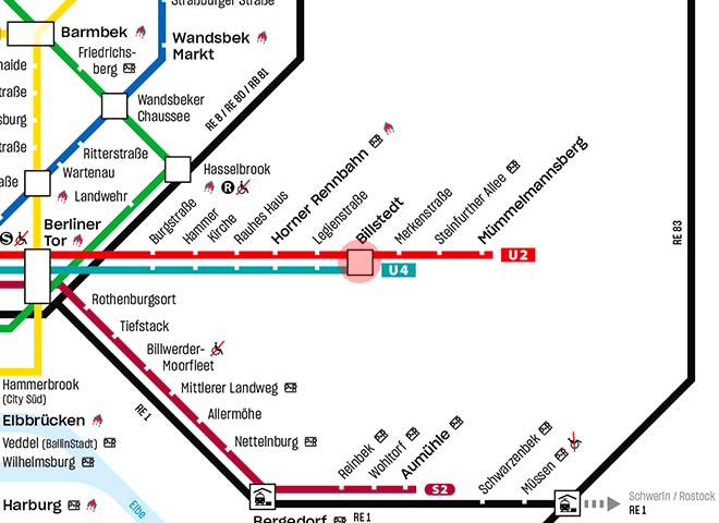 Billstedt station map