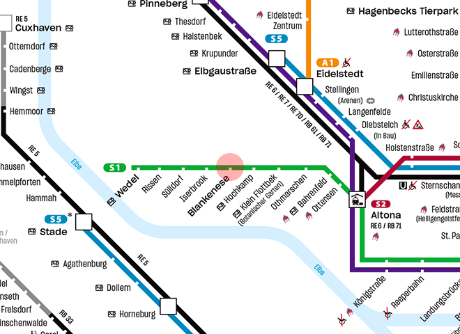 Blankenese station map