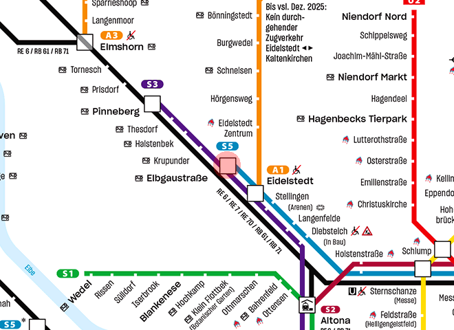 Elbgaustrasse station map