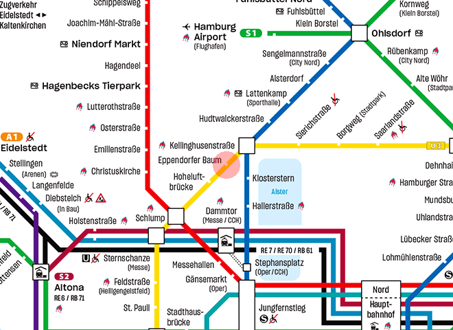 Eppendorfer Baum station map