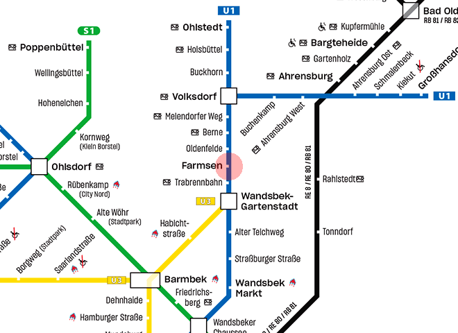 Farmsen station map