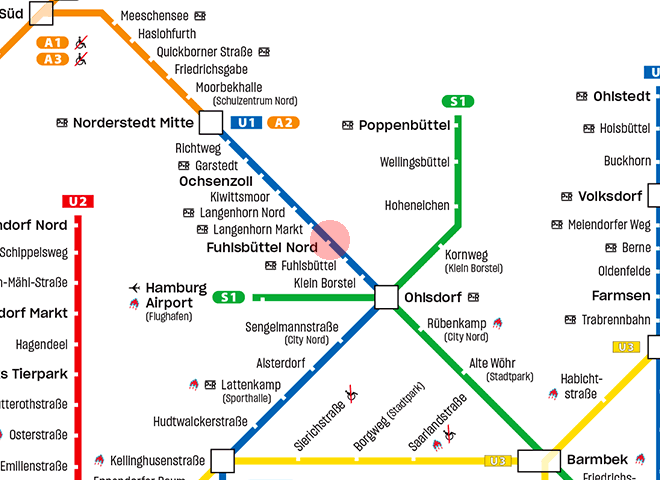 Fuhlsbuttel Nord station map