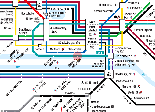 HafenCity Universitat station map