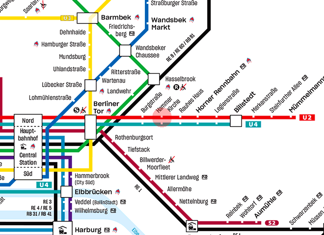 Hammer Kirche station map