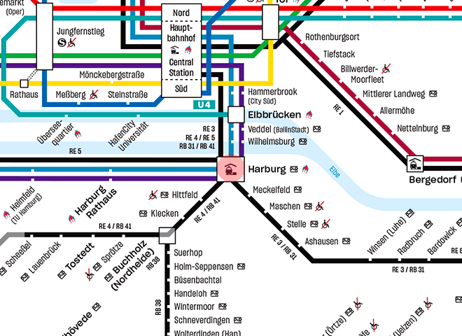 Harburg station map
