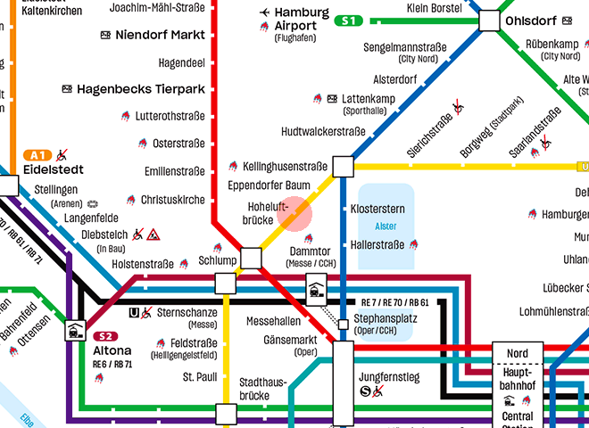 Hoheluftbrucke station map
