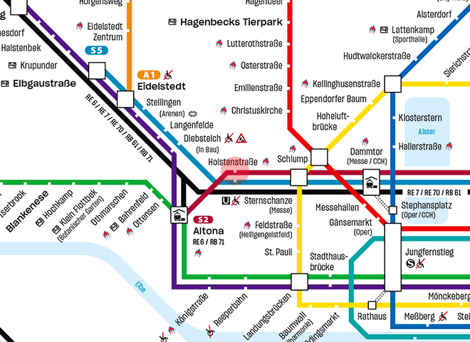 Holstenstrasse station map