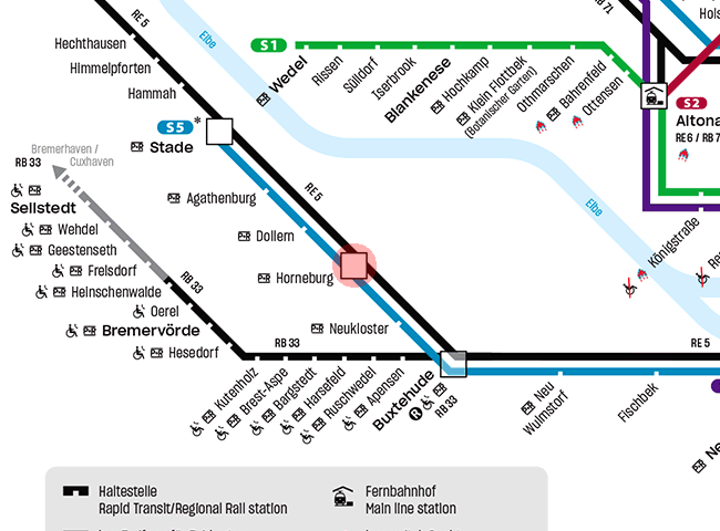 Horneburg station map
