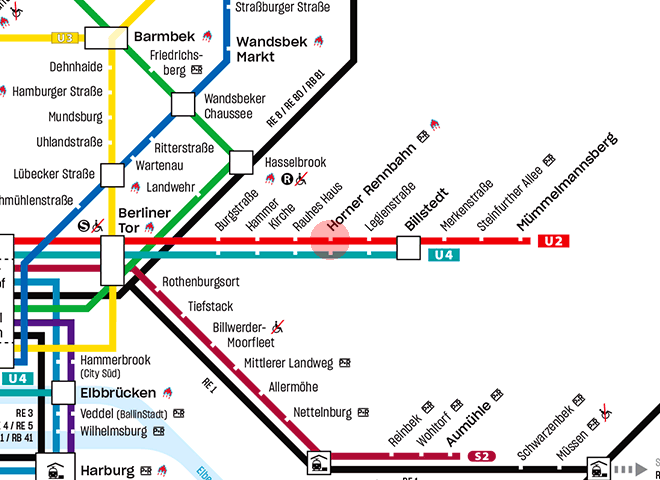 Horner Rennbahn station map