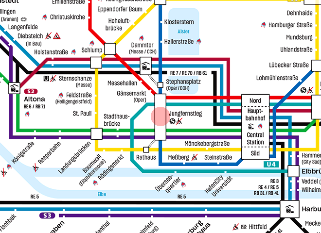 Jungfernstieg station map
