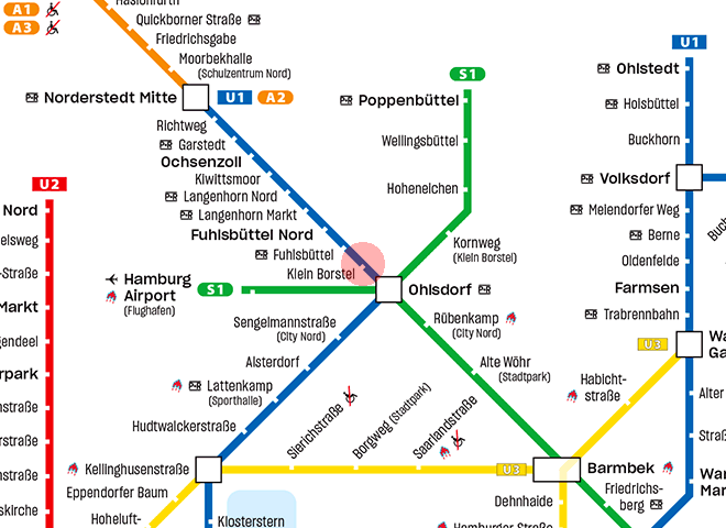 Klein Borstel station map