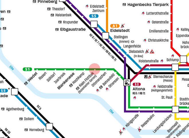 Klein Flottbek (Botanischer Garten) station map
