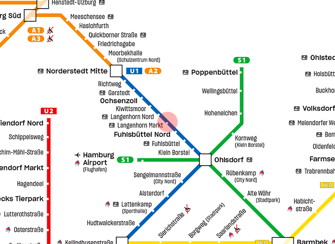 Langenhorn Markt station map