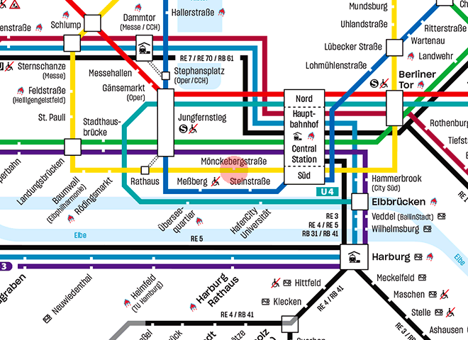 Monckebergstrasse station map