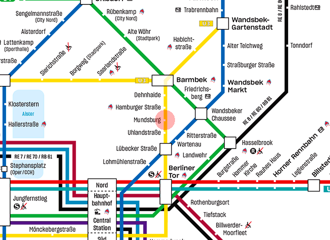 Mundsburg station map