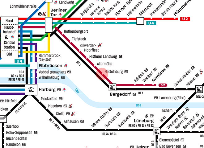Nettelnburg station map