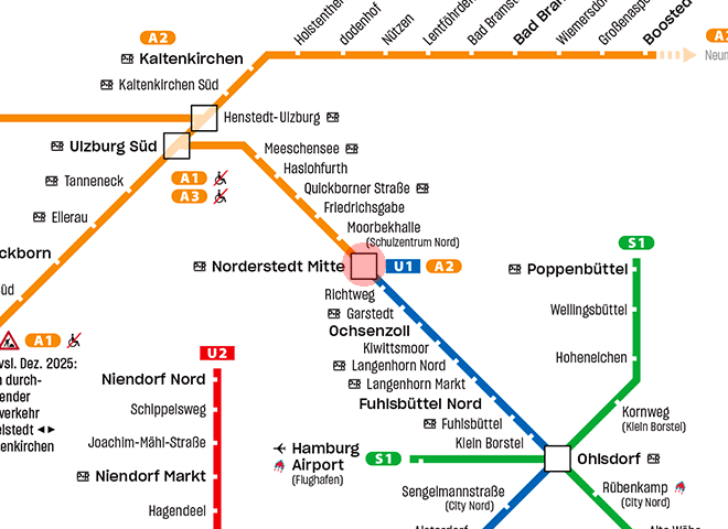 Norderstedt Mitte station map