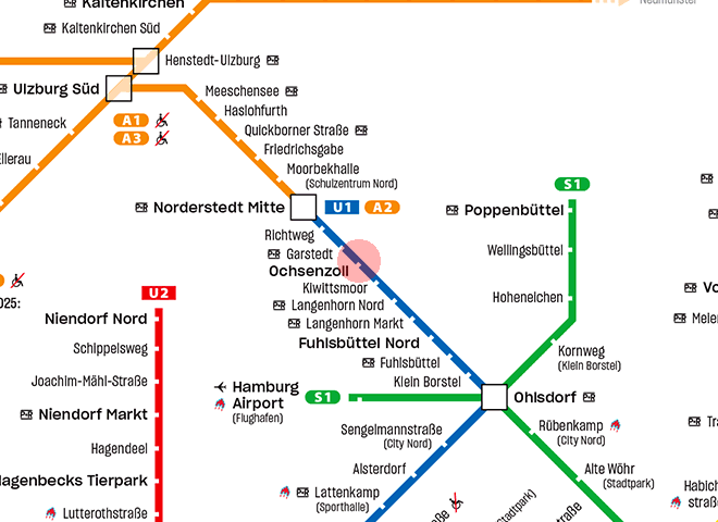 Ochsenzoll station map