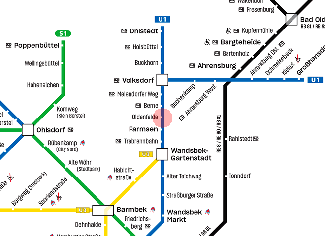 Oldenfelde station map