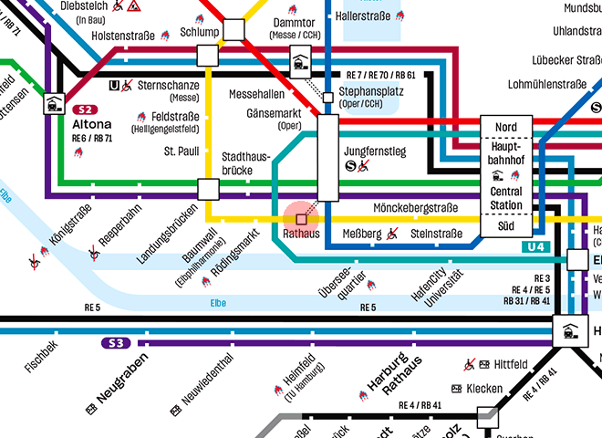 Rathaus station map