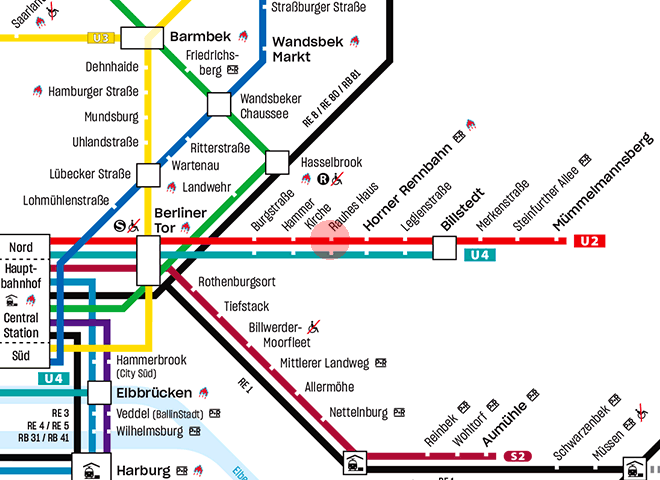 Rauhes Haus station map