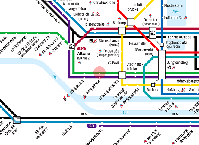 Reeperbahn station map