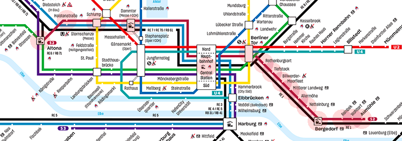 Hamburg U-Bahn S-Bahn S2 Line map