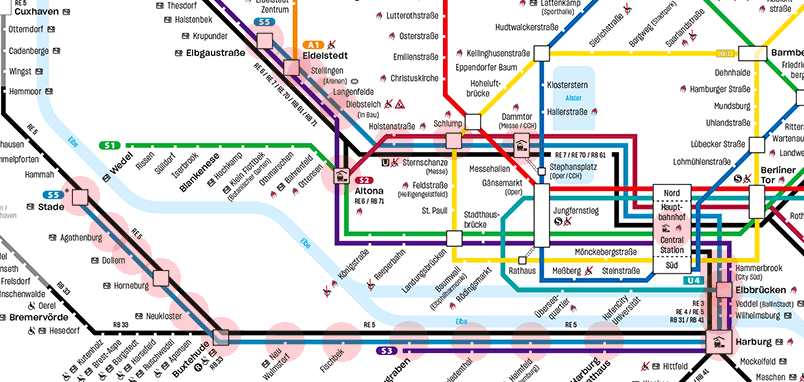 Hamburg U-Bahn S-Bahn S5 Line map