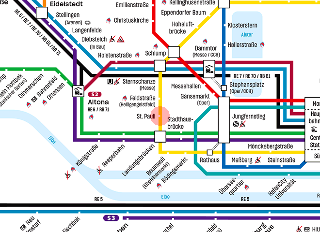 St. Pauli station map