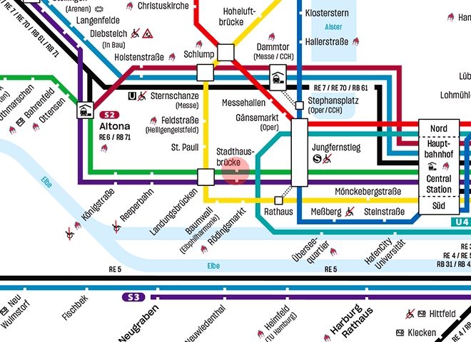 Stadthausbrucke station map