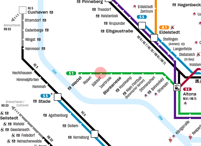 Sulldorf station map