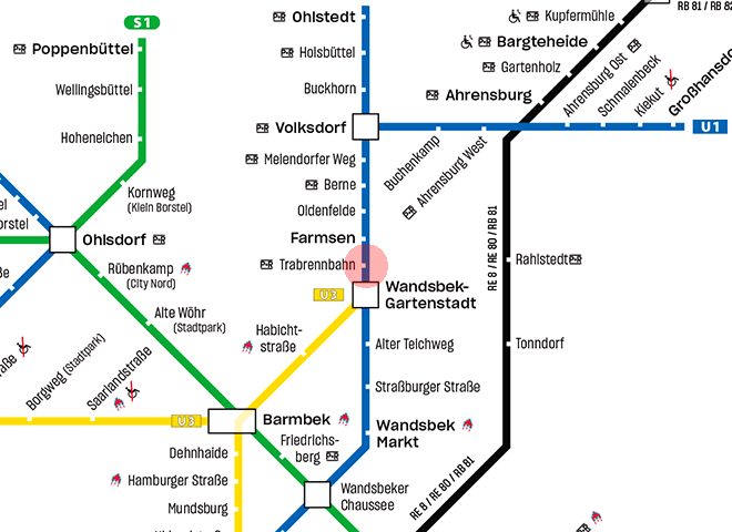 Trabrennbahn station map