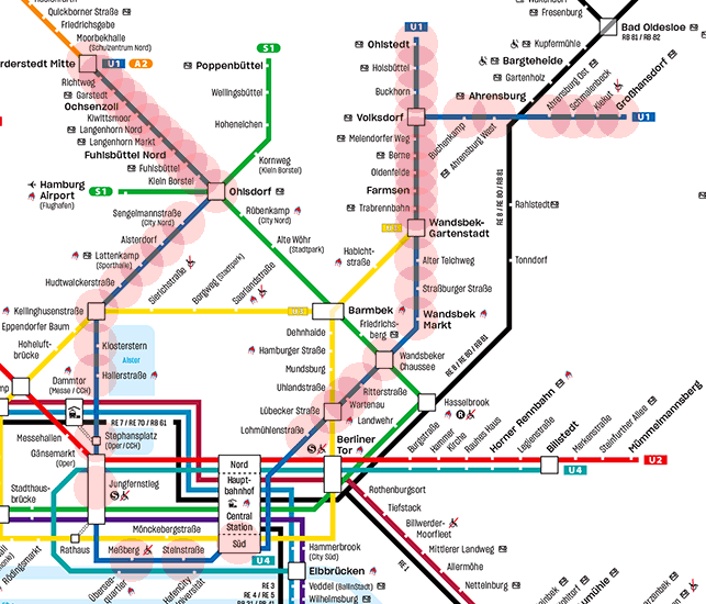 Hamburg U-Bahn S-Bahn U1 Line map