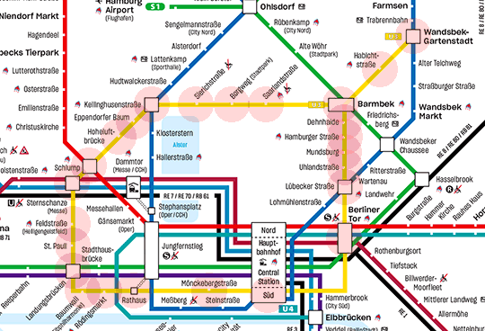 Hamburg U-Bahn S-Bahn U3 Line map