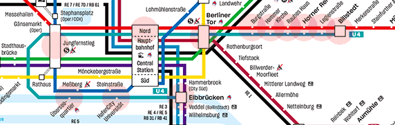 Hamburg U-Bahn S-Bahn U4 Line map