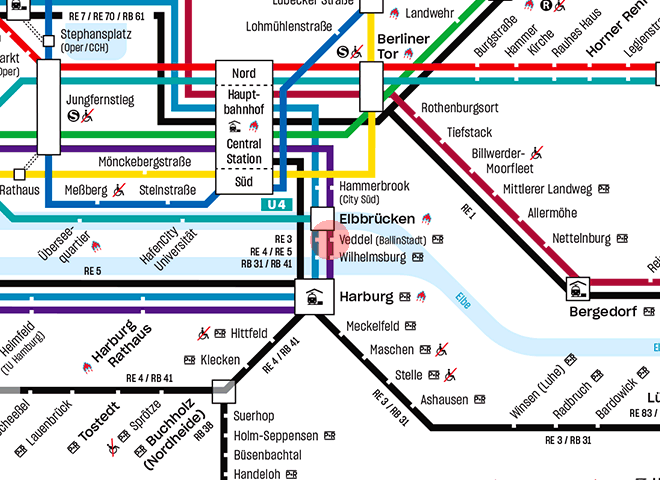 Veddel (BallinStadt) station map