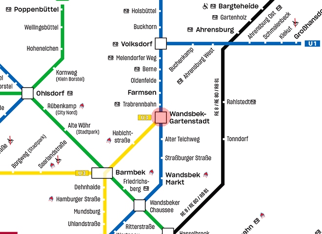 Wandsbek-Gartenstadt station map