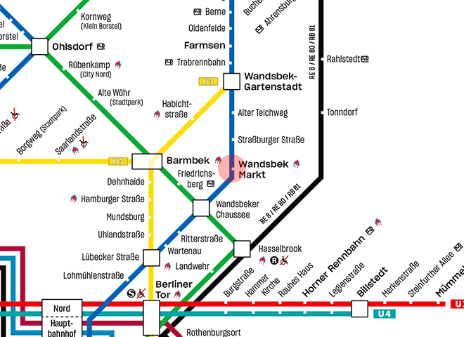 Wandsbek Markt station map