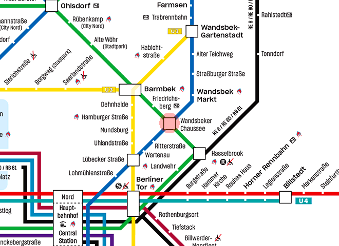 Wandsbeker Chaussee station map