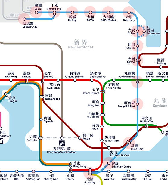 Hong Kong MTR East Rail Line map