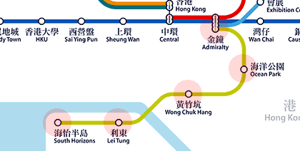Hong Kong MTR South Island Line map