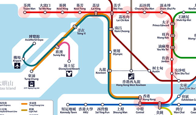 Hong Kong MTR Tsuen Wan Line map