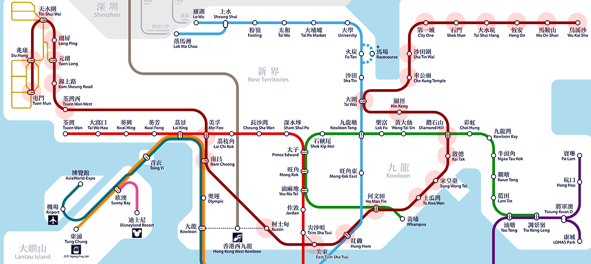 Hong Kong MTR Tuen Ma Line map