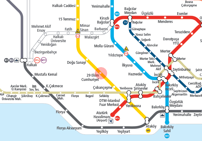 29 Ekim Cumhuriyet station map